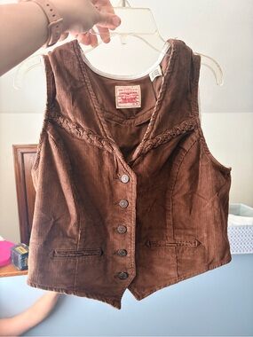 Levi's Brown Corduroy Vest with White Trim